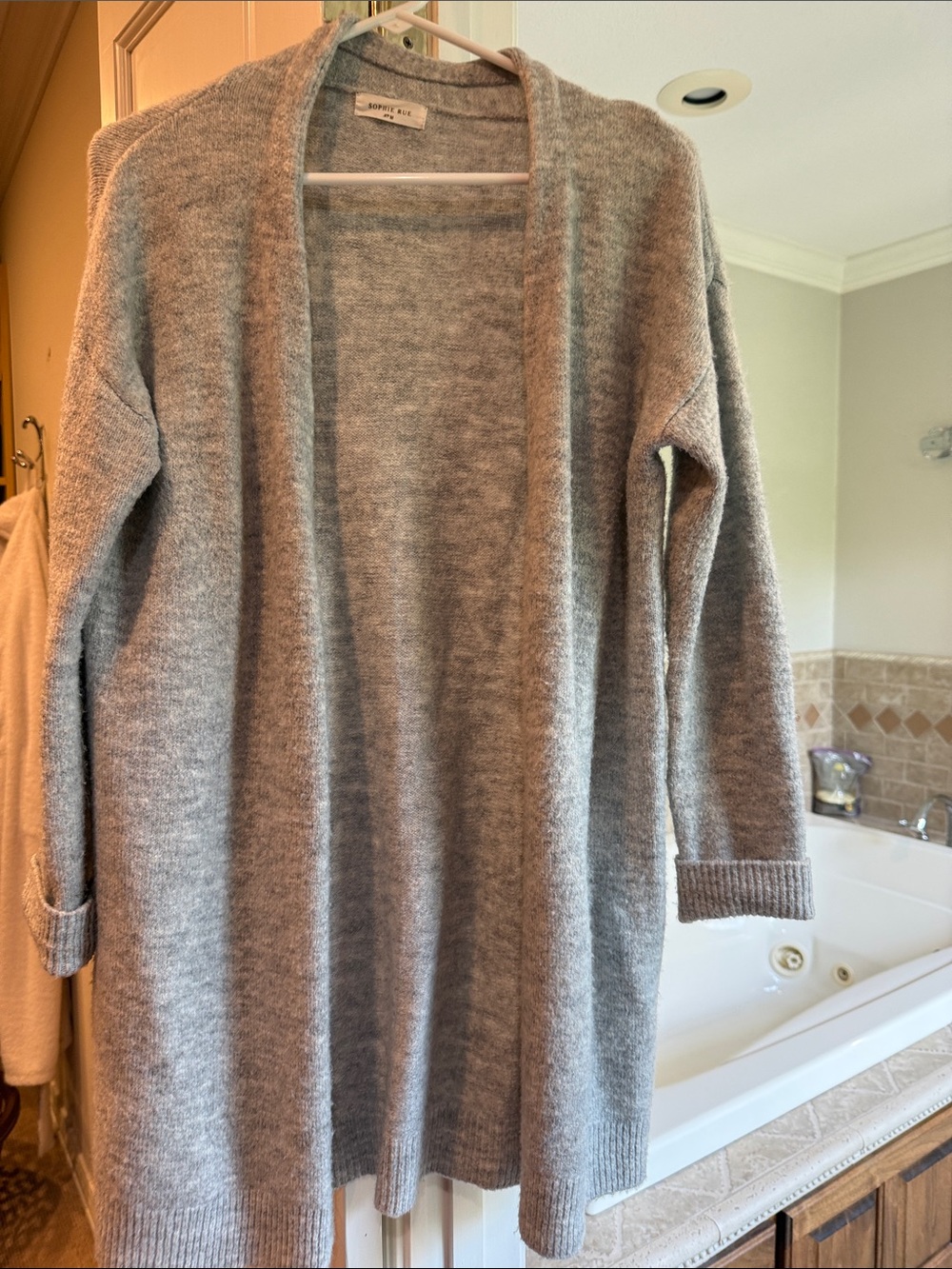 Sophie Rue Light Gray Open-Front Women's Cardigan